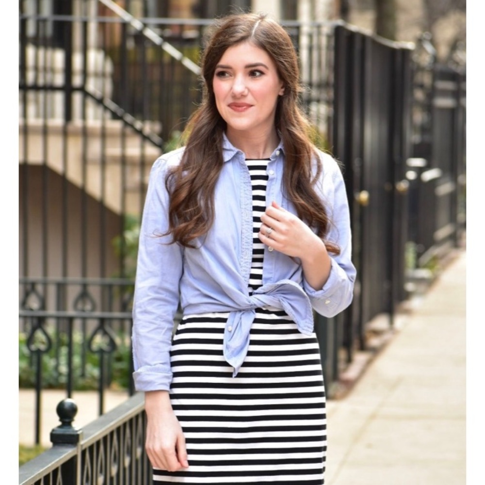 Black and White Stripe Sheath Dress
